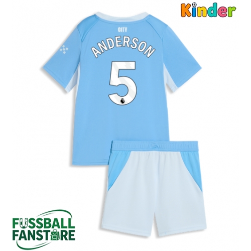 Manchester City Elliot Anderson #5 Replik Heimtrikot Kinder 2026-27 Kurzarm (+ Kurze Hosen)
